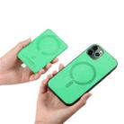 For iPhone 11 Pro Retro Cross Leather Ring Side Insert Card Bag MagSafe Phone Case(Green) - 3