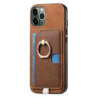 For iPhone 11 Pro Retro Cross Leather Ring Side Insert Card Bag MagSafe Phone Case(Brown) - 2