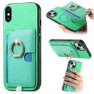 For iPhone X / XS Retro Cross Leather Ring Side Insert Card Bag MagSafe Phone Case(Green) - 1