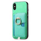 For iPhone X / XS Retro Cross Leather Ring Side Insert Card Bag MagSafe Phone Case(Green) - 2