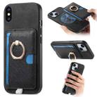 For iPhone X / XS Retro Cross Leather Ring Side Insert Card Bag MagSafe Phone Case(Black) - 1