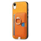 For iPhone XR Retro Cross Leather Ring Side Insert Card Bag MagSafe Phone Case(Yellow) - 2