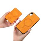 For iPhone XR Retro Cross Leather Ring Side Insert Card Bag MagSafe Phone Case(Yellow) - 3