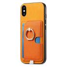 For iPhone XS Max Retro Cross Leather Ring Side Insert Card Bag MagSafe Phone Case(Yellow) - 2