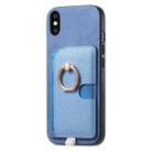 For iPhone XS Max Retro Cross Leather Ring Side Insert Card Bag MagSafe Phone Case(Blue) - 2