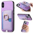 For iPhone XS Max Retro Cross Leather Ring Side Insert Card Bag MagSafe Phone Case(Purple) - 1