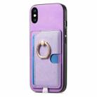 For iPhone XS Max Retro Cross Leather Ring Side Insert Card Bag MagSafe Phone Case(Purple) - 2