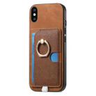 For iPhone XS Max Retro Cross Leather Ring Side Insert Card Bag MagSafe Phone Case(Brown) - 2