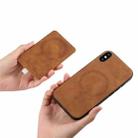 For iPhone XS Max Retro Cross Leather Ring Side Insert Card Bag MagSafe Phone Case(Brown) - 3