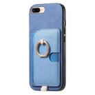 For iPhone 7 Plus / 8 Plus Retro Cross Leather Ring Side Insert Card Bag MagSafe Phone Case(Blue) - 2