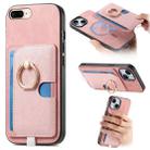 For iPhone 7 Plus / 8 Plus Retro Cross Leather Ring Side Insert Card Bag MagSafe Phone Case(Pink) - 1