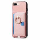 For iPhone 7 Plus / 8 Plus Retro Cross Leather Ring Side Insert Card Bag MagSafe Phone Case(Pink) - 2