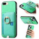 For iPhone 7 Plus / 8 Plus Retro Cross Leather Ring Side Insert Card Bag MagSafe Phone Case(Green) - 1