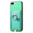 For iPhone 7 Plus / 8 Plus Retro Cross Leather Ring Side Insert Card Bag MagSafe Phone Case(Green) - 2