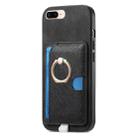 For iPhone 7 Plus / 8 Plus Retro Cross Leather Ring Side Insert Card Bag MagSafe Phone Case(Black) - 2