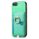 For iPhone 16e Retro Cross Leather Ring Side Insert Card Bag MagSafe Phone Case(Green) - 2