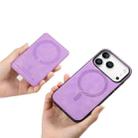For iPhone 17 Pro Retro Cross Leather Ring Side Insert Card Bag MagSafe Phone Case(Purple) - 3