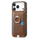For iPhone 17 Pro Max Retro Cross Leather Ring Side Insert Card Bag MagSafe Phone Case(Brown) - 2