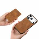 For iPhone 17 Pro Max Retro Cross Leather Ring Side Insert Card Bag MagSafe Phone Case(Brown) - 3