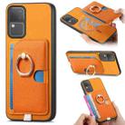 For vivo S18 / S18 Pro 5G Retro Cross Leather Ring Side Insert Card Bag MagSafe Phone Case(Yellow) - 1