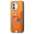 For vivo S18 / S18 Pro 5G Retro Cross Leather Ring Side Insert Card Bag MagSafe Phone Case(Yellow) - 2