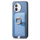 For vivo S18 / S18 Pro 5G Retro Cross Leather Ring Side Insert Card Bag MagSafe Phone Case(Blue) - 2