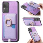 For vivo S18 / S18 Pro 5G Retro Cross Leather Ring Side Insert Card Bag MagSafe Phone Case(Purple) - 1