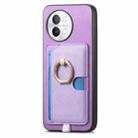 For vivo S18 / S18 Pro 5G Retro Cross Leather Ring Side Insert Card Bag MagSafe Phone Case(Purple) - 2