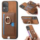 For vivo S18 / S18 Pro 5G Retro Cross Leather Ring Side Insert Card Bag MagSafe Phone Case(Brown) - 1