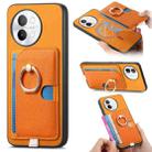 For vivo S18e 5G Retro Cross Leather Ring Side Insert Card Bag MagSafe Phone Case(Yellow) - 1