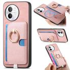 For vivo S18e 5G Retro Cross Leather Ring Side Insert Card Bag MagSafe Phone Case(Pink) - 1