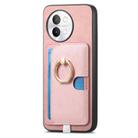 For vivo S18e 5G Retro Cross Leather Ring Side Insert Card Bag MagSafe Phone Case(Pink) - 2