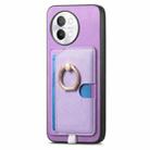 For vivo S18e 5G Retro Cross Leather Ring Side Insert Card Bag MagSafe Phone Case(Purple) - 2