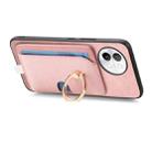 For vivo X100 Pro 5G Retro Cross Leather Ring Side Insert Card Bag MagSafe Phone Case(Pink) - 3