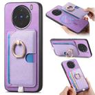 For vivo X100 Pro 5G Retro Cross Leather Ring Side Insert Card Bag MagSafe Phone Case(Purple) - 1