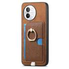 For vivo X100 Pro 5G Retro Cross Leather Ring Side Insert Card Bag MagSafe Phone Case(Brown) - 2