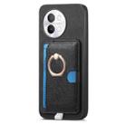For vivo X100 5G Retro Cross Leather Ring Side Insert Card Bag MagSafe Phone Case(Black) - 2