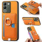 For vivo Y200 / V29e Retro Cross Leather Ring Side Insert Card Bag MagSafe Phone Case(Yellow) - 1