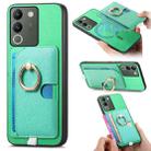 For vivo Y200 / V29e Retro Cross Leather Ring Side Insert Card Bag MagSafe Phone Case(Green) - 1