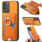 For vivo S17 / S17 Pro / V29 Pro 5G Retro Cross Leather Ring Side Insert Card Bag MagSafe Phone Case(Yellow) - 1