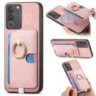 For vivo S17 / S17 Pro / V29 Pro 5G Retro Cross Leather Ring Side Insert Card Bag MagSafe Phone Case(Pink) - 1