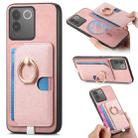 For vivo S17e / iQOO Z7 Pro / T2 Pro Retro Cross Leather Ring Side Insert Card Bag MagSafe Phone Case(Pink) - 1