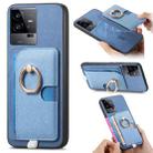 For vivo iQOO 11 Pro 5G Retro Cross Leather Ring Side Insert Card Bag MagSafe Phone Case(Blue) - 1