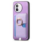 For vivo iQOO 11 Pro 5G Retro Cross Leather Ring Side Insert Card Bag MagSafe Phone Case(Purple) - 2