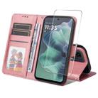 For Motorola Moto G35 ENKAY Card Wallet Calf Texture Leather Phone Case with Screen Film(Pink) - 1