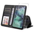 For Motorola Moto G35 ENKAY Card Wallet Calf Texture Leather Phone Case with Screen Film(Black) - 1