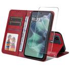 For Motorola Moto G35 ENKAY Card Wallet Calf Texture Leather Phone Case with Screen Film(Red) - 1