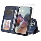 For Motorola Moto G86 / G86 Power ENKAY Card Wallet Calf Texture Leather Phone Case with Screen Film(Blue) - 1