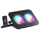 N33 RGB Dual Fans Cooling Pad Adjustable Height Laptop Stand with Phone Holder - 1