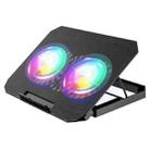 N33 RGB Dual Fans Cooling Pad Adjustable Height Laptop Stand with Phone Holder - 2